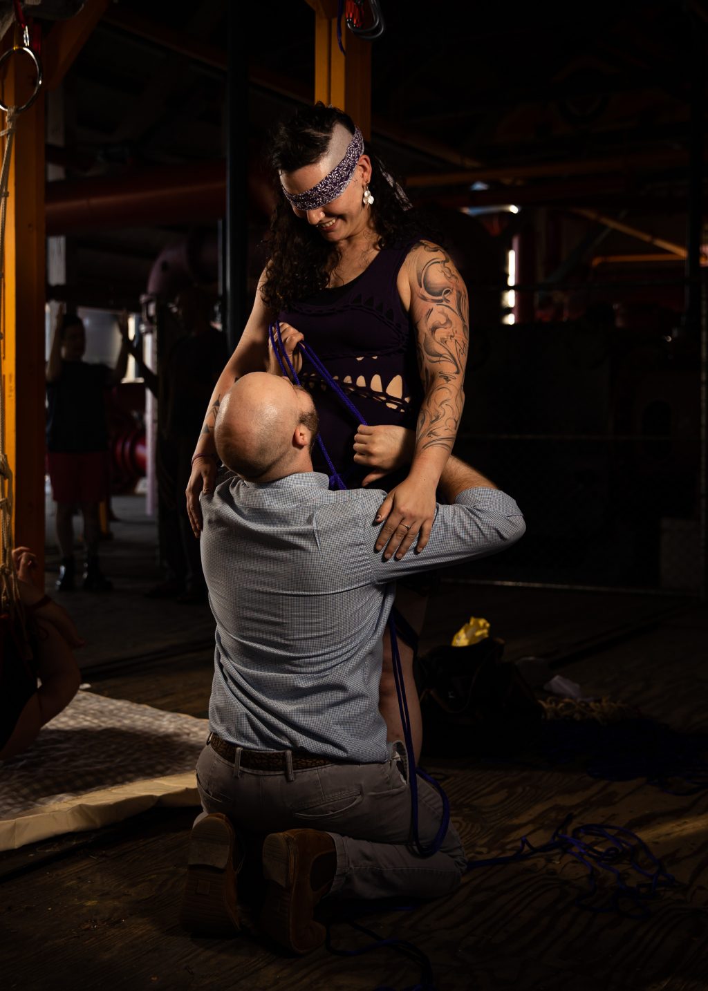 2024 Durational Performers: Nerves of Purple and Esjay during a shibari performance.